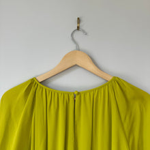 Load image into Gallery viewer, Kate Spade Smocked Silk Georgette Mini Dress Green/Yellow XL NWT
