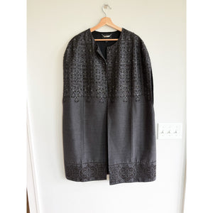 St. John Couture Embellished Beaded Open Front Evening Coat Topper Grey M NWT