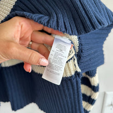 Load image into Gallery viewer, Madewell Wide Rib Turtleneck Sweater Navy White M
