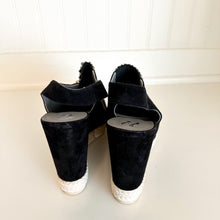 Load image into Gallery viewer, Gina Suede Crystal Embellished Platform Wedge Sandals Black 39
