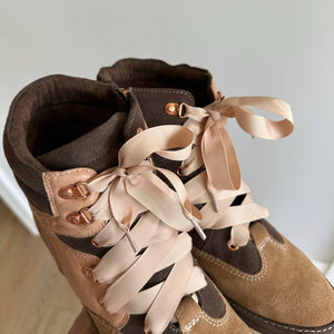 Kelsi Dagger Brooklyn Lace Up Suede Ankle Hiker Boots Mocha 10