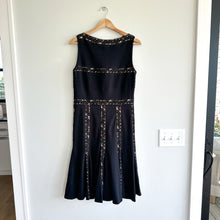Load image into Gallery viewer, Tadashi Shoji Pleated Lace Sleeveless Boat Neck Mini Dress Black M
