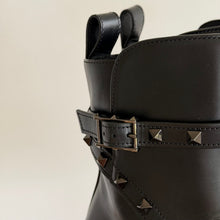 Load image into Gallery viewer, Valentino Garavani Rockstud Leather Slip-On Combat Boots Black 39 NEW
