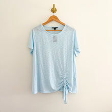 Load image into Gallery viewer, NWT INC International Concepts Ruched Side Short Sleeve T-Shirt Blue 1X
