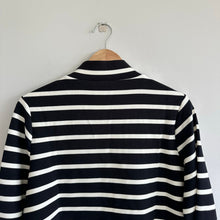 Load image into Gallery viewer, Spanx x Evereve Air Essentials Mock Pullover Striped Black/Porcelain L NWT

