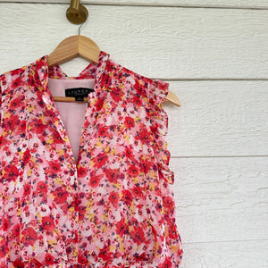 Laundry By Shelli Segal Floral Print Sleeveless Ruffles Casual Maxi Dress Red 10