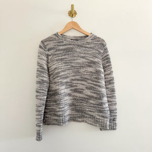 Eileen Fisher Merino Wool-Silk Knit Crew Neck Long Sleeve Pullover Sweater Gray M