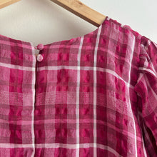 Load image into Gallery viewer, Madewell Plaid Puff-Sleeve Top Pink S
