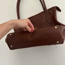 Load image into Gallery viewer, Lodis Leather Zip Around Double Handle Strap Tote Bag Brown

