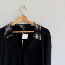 Load image into Gallery viewer, Minnie Rose Rhinestone Stud Embellished Bell Sleeve Sweater Black L NWT
