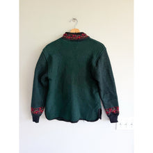 Load image into Gallery viewer, Icelandic Design Nordic Zip Up Wool Mock Neck Cardigan Green S
