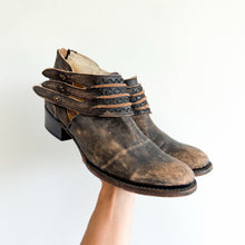 Load image into Gallery viewer, Freebird by Steven Slay Distressed Leather Harness Ankle Boots Brown 10
