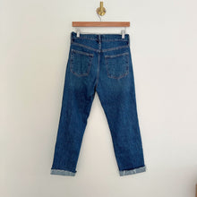 Load image into Gallery viewer, Gap Denim High Rise Cheeky Distressed Button Fly Cuffed Straight Jeans Blue 8
