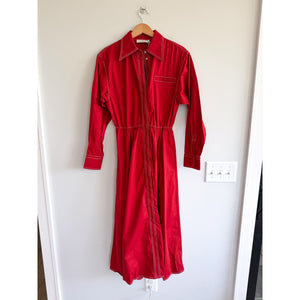 Tory Burch Eleanor Poplin Long Sleeve Button Front Midi Dress Ruby Rust 8 NWT