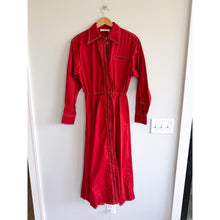 Load image into Gallery viewer, Tory Burch Eleanor Poplin Long Sleeve Button Front Midi Dress Ruby Rust 8 NWT
