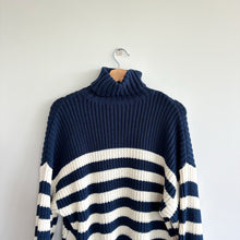 Load image into Gallery viewer, Madewell Wide Rib Turtleneck Sweater Navy White M
