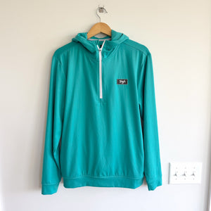 Waggle 1/2 Zip Long Sleeve Pullover Hoodie Turquoise Green M