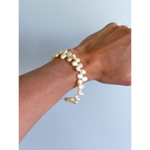 Philippe Audibert Irregular Pearl Beaded Stretch Bracelet White