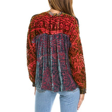 Load image into Gallery viewer, NWT Johnny Was Frida Velvet Patterned Button Down Shirt Red/Yellow M
