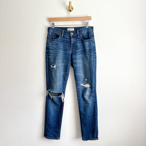 Madewell The Slim Boyjean Ripped Mid Rise Straight Leg Jeans Blue 25