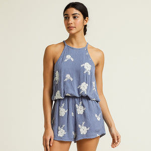 Anthropologie Lost and Wander Iris Embroidered Romper XS