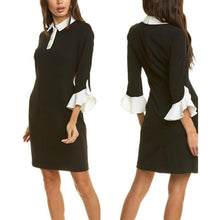 Load image into Gallery viewer, Karl Lagerfeld Paris Collared Shift Dress with Contrast Tulip Sleeve 16
