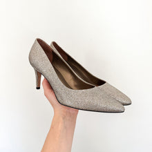 Load image into Gallery viewer, VANEli Metallic Glitter Slip-On Pointed Toe Heels Pumps Gold 9
