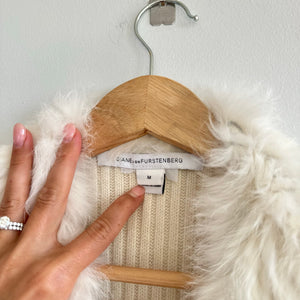 Diane Von Furstenberg Denver Rabbit Fur Cashmere Blend Sweater Vest M
