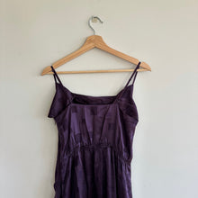 Load image into Gallery viewer, Milly Lilliana Silk Blend Jacquard Sleeveless Ruched Slit Midi Dress Purple 8
