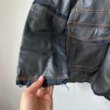 Load image into Gallery viewer, Jakett Meryl Vintage Leather Jacket Snap Front Fringe Seam Midnight L NWT
