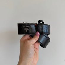 Load image into Gallery viewer, PRADA Saffiano Leather Classic Adjustable Slide Buckle Belt Black 44
