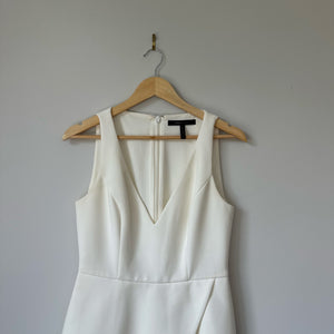 BCBGMAXAZRIA Sleeveless V-Neck Lined Fit & Flare Mini Dress White 6