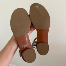 Load image into Gallery viewer, NEW Aquatalia Leather Ankle Strap Open-Toe Flat Sandals Silver 9
