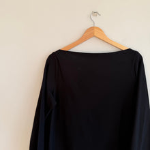 Load image into Gallery viewer, Eileen Fisher Bateau Neck Stretch Crepe Long Sleeve Dress Black M
