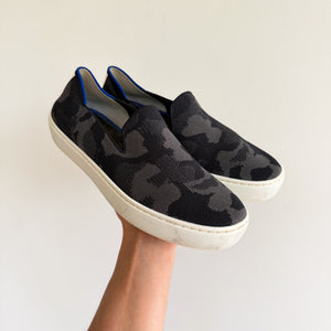 Rothy's The Original Slip On Round Toe Camouflage Knit Sneakers Gray 6.5