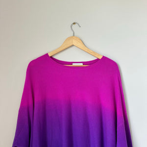 Kujten Jessy Dye Cashmere Round Neck Casual Pullover Sweater Purple One Size NWT