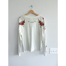Load image into Gallery viewer, We The Free Lilith Floral Embroidered Sleeve Casual Oversized T-Shirt White S

