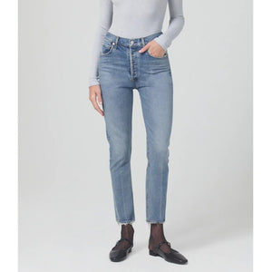 Citizens Of Humanity Jolene High Rise Button-Fly Denim Straight Jeans Blue 27