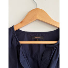 Load image into Gallery viewer, Quince Organic Cotton Poplin Tiered Short Sleeve Mini Dress Navy M
