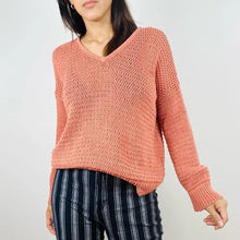 Load image into Gallery viewer, Madewell Breezeway Open-Knit V-Neck Pullover Sweater Pink XXS
