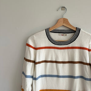 Faherty Cashmere Blend Surf Stripe Sweater In Ivory Surf XS