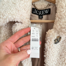 Load image into Gallery viewer, J. Crew Teddy Sherpa Lady Button Front Mid-Length Winter Coat Cream S NWT
