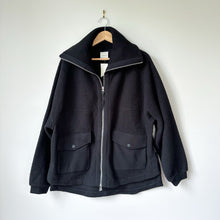 Load image into Gallery viewer, VARLEY Eleanor Patch Pocket Fleece Oversized Zip Up Jacket Black L NWT
