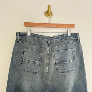 KUT From The Kloth Rose Button Front Denim Straight Skirt Blue 14