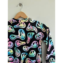 Load image into Gallery viewer, Deux Par Deux Smiley Face Girl Print Long Sleeve Thermal One Piece Black 7 NWT

