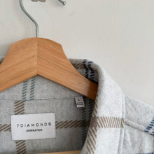 Load image into Gallery viewer, 7 Diamonds Generation Plaid Pattern Soft Knit Shacket Blue L
