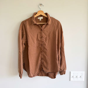 Cloth & Stone Lyocell Long Sleeve Button Up Shirt Brown L