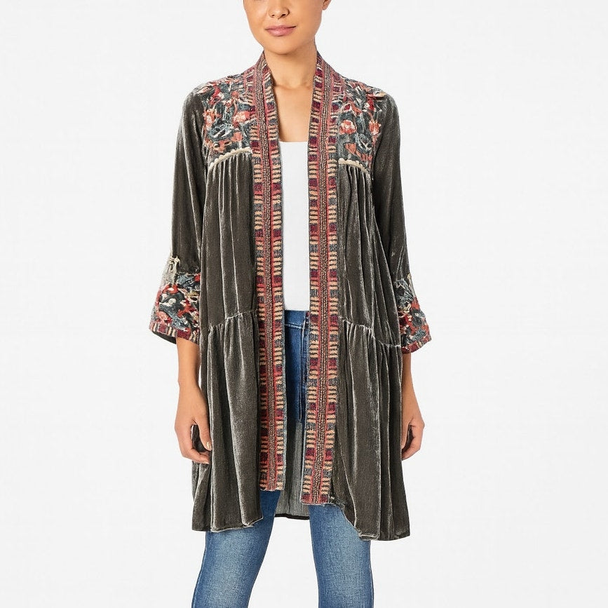 Johnny Was Claude Velvet Tier Duster Cardigan S NWT