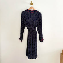 Load image into Gallery viewer, OTTOD&#39;AME Patterned Long Sleeve V-Neck Midi Dress Navy 6
