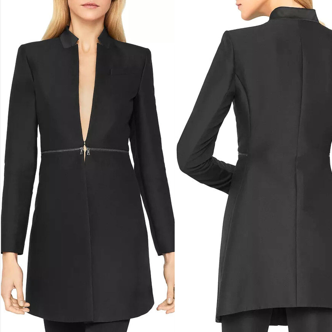 BCBGMAXAZRIA Arelia Silk Blend Zip Waist A-Line Essential Jacket Black M